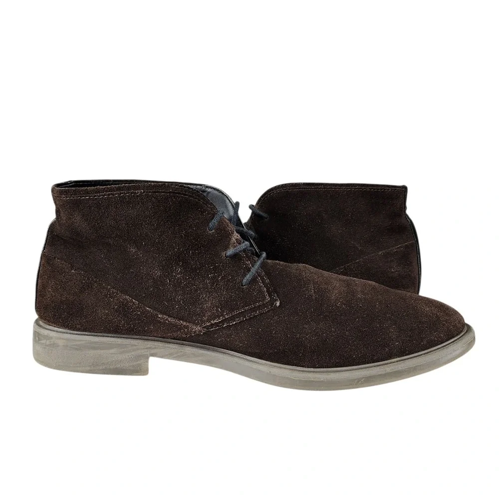 Calvin Klein Chukka Boots sz 13 Men Ulysses Brown Suede‎ Leather Lace Up Desert